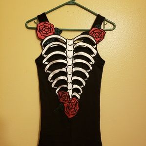 Hell Bunny Skeleton Spine Tank Top XS